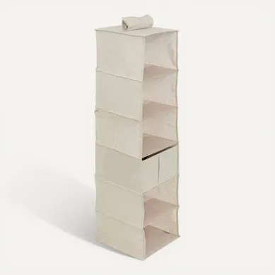 Rangement Chaussures "groomy" 6 Cases Avec Panier Beige 127x30cm
