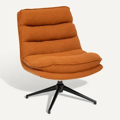 Fauteuil pivotant HARPER tissu terra cotta Fauteuil pivotant HARPER tissu terra cotta vue 3/4