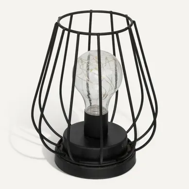 Lampe En Métal Noir "madi" H18cm Lampe En Métal Noir "madi" H18cm