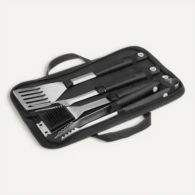 Kit 4 Ustensiles De Barbecue Avec Rangement - Noir Kit 4 Ustensiles De Barbecue Avec Rangement - Noir