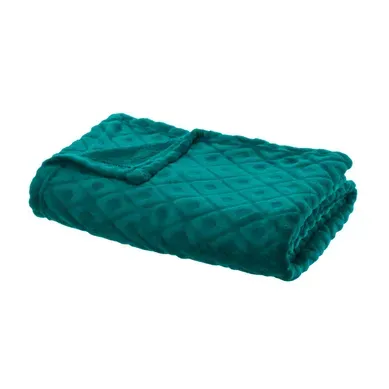 Plaid Bleu Canard Motif Losange En Relief  180 X 230 Cm