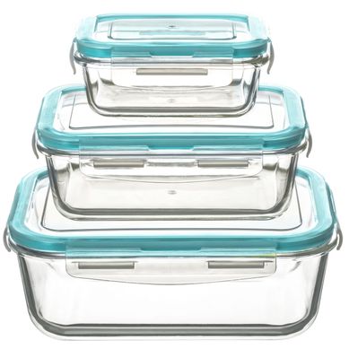 Lot de 3 boîtes CLIPEAT Bleu / Transparent vue de face