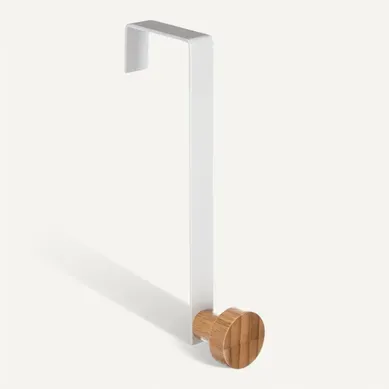 Patère De Porte En Métal Blanc 1 Tête En Bambou