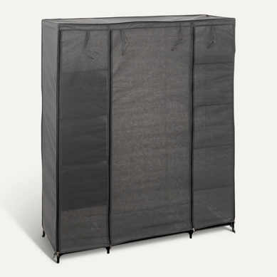 Armoire En Tissu Avec Penderie, étagères Et Boites De Rangement - Gris Anthracite Armoire En Tissu Avec Penderie, étagères Et Boites De Rangement - Gris Anthracite