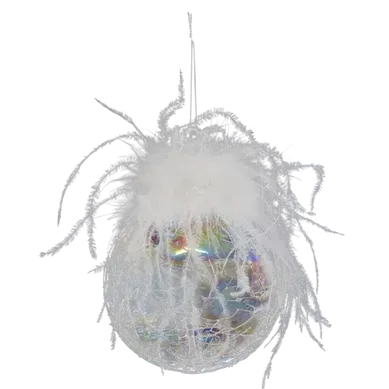 Boule De Noël En Verre "légende D'hiver" 10cm Blanc