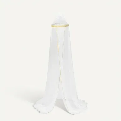 Ciel De Lit Blanc Avec Bordure Dorée D 40 X H 230 Cm Ciel De Lit Blanc Avec Bordure Dorée D 40 X H 230 Cm