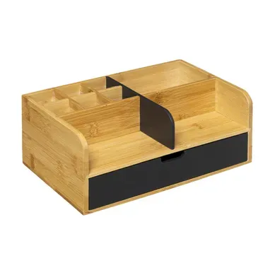 Organiseur Rangement Maquillage Compartimenté En Bambou 1 Tiroir Noir Charbon Organiseur Rangement Maquillage Compartimenté En Bambou 1 Tiroir Noir Charbon
