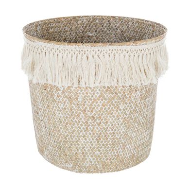 Panier De Rangement En Seagrass Blanchi Avec Franges Macramé Panier De Rangement En Seagrass Blanchi Avec Franges Macramé