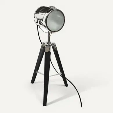 Lampe Projecteur En Métal Et Pied En Bois Brossé Noir H 68 Cm Lampe Projecteur En Métal Et Pied En Bois Brossé Noir H 68 Cm