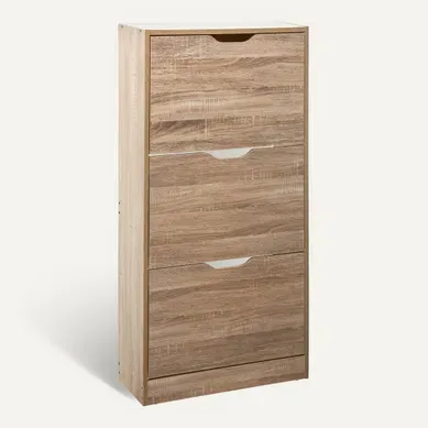 Range chaussure 3 tiroirs DRAWY Naturel vue 3/4