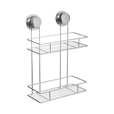 Étagère De Douche 2 Niveaux En Métal Fixation à Ventouses Étagère De Douche 2 Niveaux En Métal Fixation à Ventouses