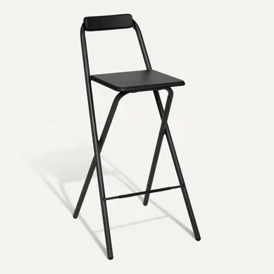 Chaise de bar pliante LOUNA Noir vue 3/4