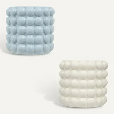 Cache-pot boules D. 16 cm SKY Blanc ou bleu ciel vue de face