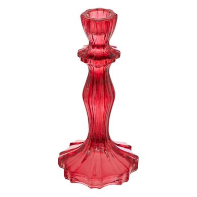 Bougeoir H.20cm Verre Rouge