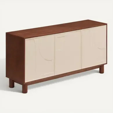 Buffet 3 portes JILANI Imitation noyer / Beige Buffet 3 portes JILANI Imitation noyer / Beige vue 3/4