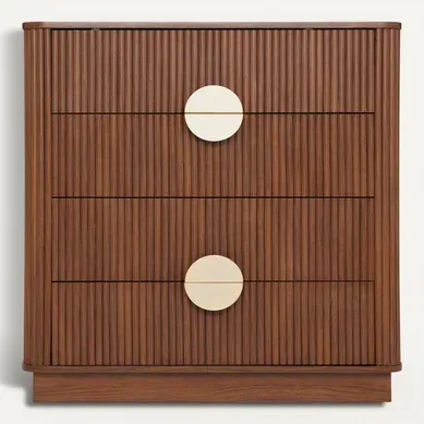 Commode 4 tiroirs WANY imitation noyer Commode 4 tiroirs WANY imitation noyer vue 3/4