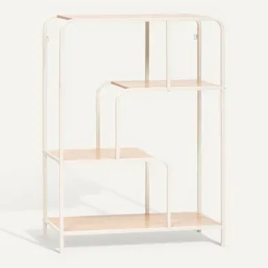 Console H. 101 cm CURVY Blanc / Naturel vue 3/4