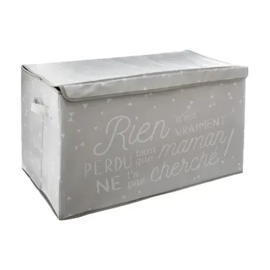 Coffre De Rangement Gris Avec Message Imprimé 62 X 36 X 38 Cm Coffre De Rangement Gris Avec Message Imprimé 62 X 36 X 38 Cm