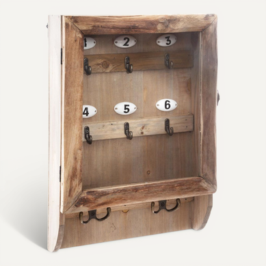 Boîte à Clés Murale Rétro Vintage En Bois H 38 Cm