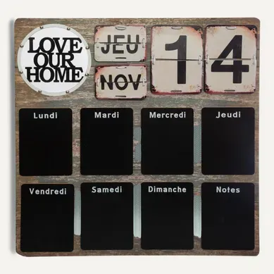Tableau Mémo Ardoise Semainier 57 X 57 Cm Tableau Mémo Ardoise Semainier 57 X 57 Cm