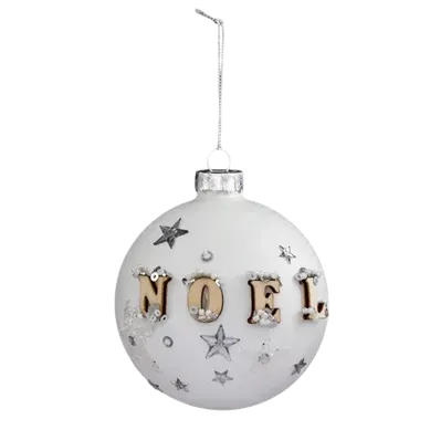 Boule De Noël En Verre "hors Piste" 8cm Blanc Mat