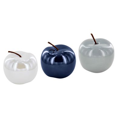 Pomme céramique H. 9,2 cm Celine bleu foncé, perle ou gris vue 3/4