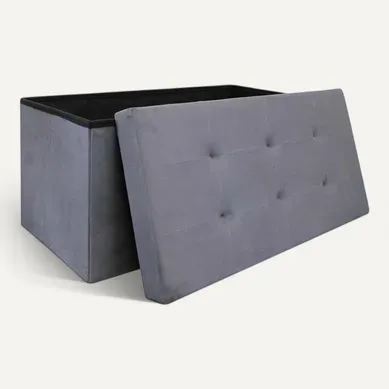 Banc et Coffre De Rangement "suédine" 76cm Gris Banc et Coffre De Rangement "suédine" 76cm Gris