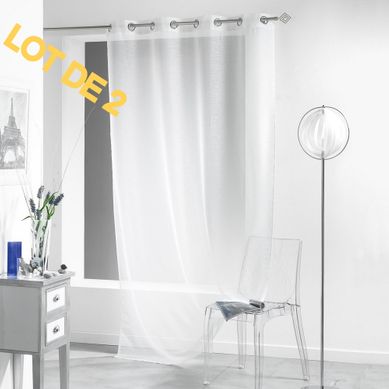 Lot De 2 Panneaux à Oeillets 140 X 240 Cm Voile Sable Lissea Blanc Lot De 2 Panneaux à Oeillets 140 X 240 Cm Voile Sable Lissea Blanc