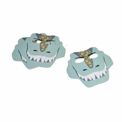 Lot De 6 Masques En Papier "happy Dino" Bleu Lot De 6 Masques En Papier "happy Dino" Bleu