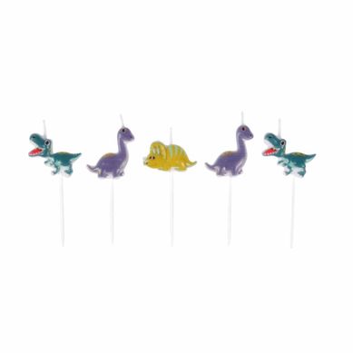 Lot De 5 Bougies D'anniversaire "happy Dino" Multicolore Lot De 5 Bougies D'anniversaire "happy Dino" Multicolore