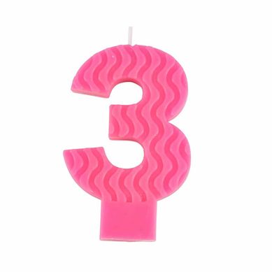 Bougie D'anniversaire En Cire D'abeille "chiffre 3" 8cm Rose Bougie D'anniversaire En Cire D'abeille "chiffre 3" 8cm Rose