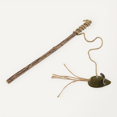 Canne À Pêche Pour Chat "souris" 25cm Naturel Canne À Pêche Pour Chat "souris" 25cm Naturel