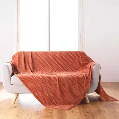 Plaid Flanelle Uni "arya" 180x220cm Terracotta Plaid Flanelle Uni "arya" 180x220cm Terracotta