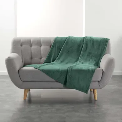 Plaid Uni En Flanelle "flanou" 125x150cm Vert Cèdre Plaid Uni En Flanelle "flanou" 125x150cm Vert Cèdre