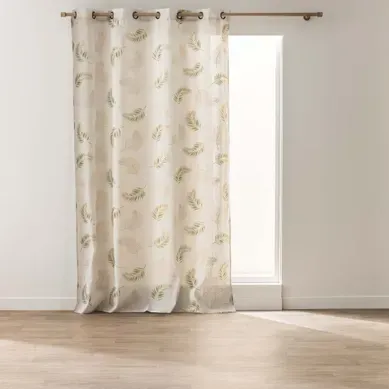 Rideau À Oeillets "isadora" 140x240cm Beige et Vert Sauge