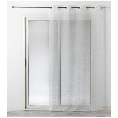 Voilage 140x240 cm DIXIE Blanc/Argent vue de face