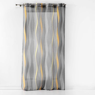 Rideau Voilage à Oeillets "ondulys" 140x240cm Jaune et Anthracite