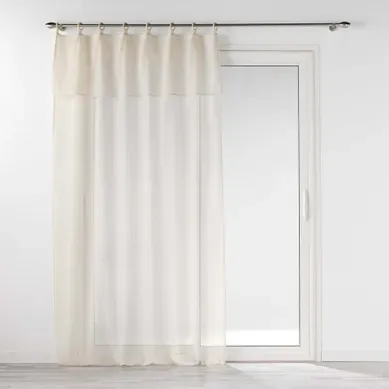 Voilage à Volant Et Oeillets En Bois - 140x240 Cm - Beige
