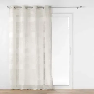 Voilage Rayures Horizontale S - Effet Lin - 140x240 Cm - Blanc