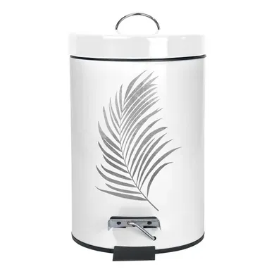 Poubelle À Pédale Imprimée "orbella" 3l Blanc et Argent Poubelle À Pédale Imprimée "orbella" 3l Blanc et Argent