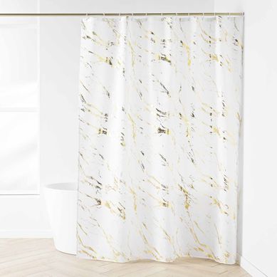 Rideau De Douche Imprimé "aquamarbre" 180x200cm Blanc et Or Rideau De Douche Imprimé "aquamarbre" 180x200cm Blanc et Or