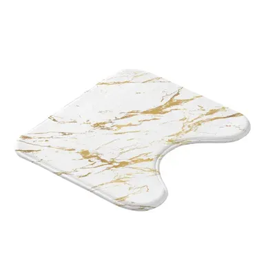 Tapis Contour Wc Imprimé "aquamarbre" 45cm Blanc et Or Tapis Contour Wc Imprimé "aquamarbre" 45cm Blanc et Or