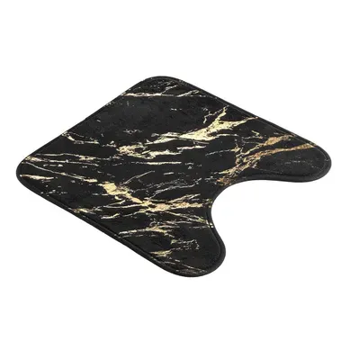 Tapis Contour Wc Imprimé "aquamarbre" 45cm Noir et Or Tapis Contour Wc Imprimé "aquamarbre" 45cm Noir et Or