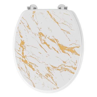 Abattant Wc Imprimé "aquamarbre" 47cm Blanc et Doré Abattant Wc Imprimé "aquamarbre" 47cm Blanc et Doré