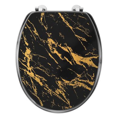 Abattant Wc Imprimé "aquamarbre" 47cm Noir et Doré Abattant Wc Imprimé "aquamarbre" 47cm Noir et Doré
