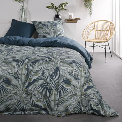 Parure De Lit Coton 2 Personnes Imprimé Jungle Sunshine 240x260 Cm Bleu Parure De Lit Coton 2 Personnes Imprimé Jungle Sunshine 240x260 Cm Bleu