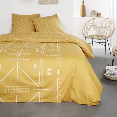 Parure De Lit 2 Personnes Imprimé Ethnique Coton Sunshine Kaeli 240x260 Cm Jaune Parure De Lit 2 Personnes Imprimé Ethnique Coton Sunshine Kaeli 240x260 Cm Jaune
