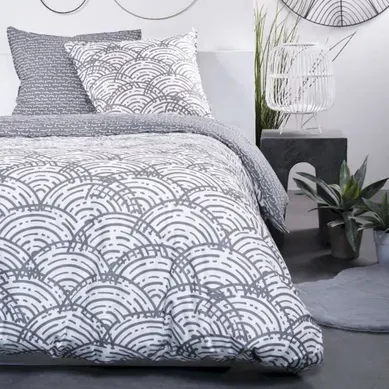 Housse De Couette 240x260 Cm 100% Coton Imprimée + 2 Taies 63x63 Cm