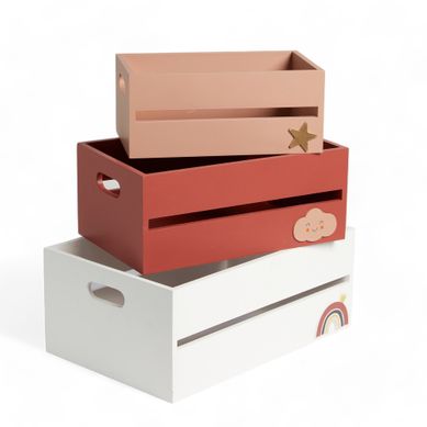 Lot De 3 Caisses La Tete Dans Les Nuages Rose Lot De 3 Caisses La Tete Dans Les Nuages Rose