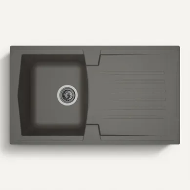 Evier Cuisine à Encastrer 1 Bac + 1 Égouttoir Arena - Résine - 86 X 50 Cm - Gris Béton Evier Cuisine à Encastrer 1 Bac + 1 Égouttoir Arena - Résine - 86 X 50 Cm - Gris Béton